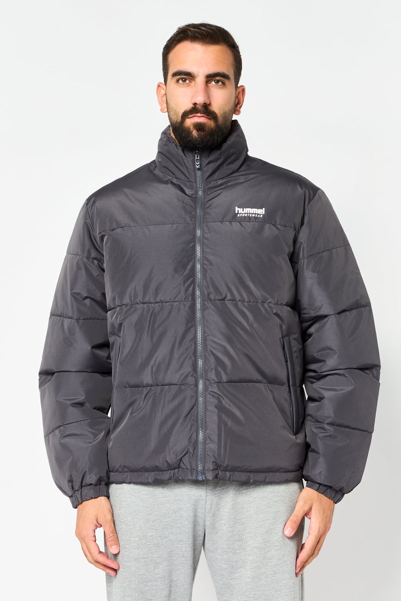 Hummel Men Sportswear Fit Long Sleeve Outdoor Bomber Jacket, Grey - Image 1