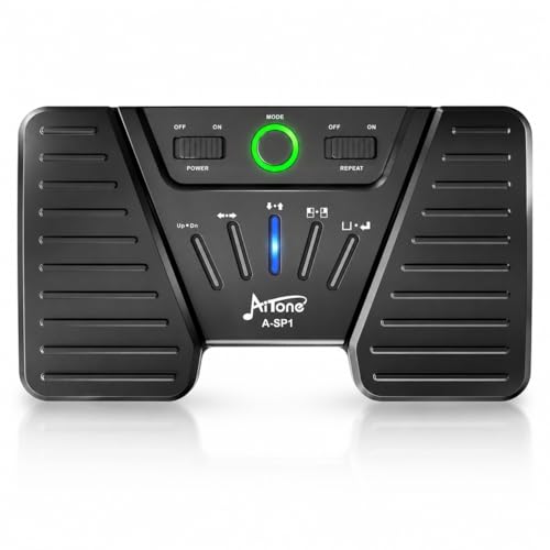 AITONE Rechargeable Bluetooth Page Turner Pedal Hands-Free Music Sheet Scrolling for iPad Tablets Phones Silent Foot Switch Compatible with Various Music Apps (A-SP1) - Image 1