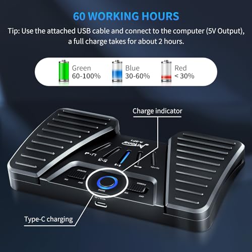 AITONE Rechargeable Bluetooth Page Turner Pedal Hands-Free Music Sheet Scrolling for iPad Tablets Phones Silent Foot Switch Compatible with Various Music Apps (A-SP1) - Image 2