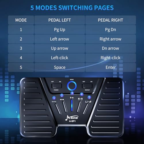 AITONE Rechargeable Bluetooth Page Turner Pedal Hands-Free Music Sheet Scrolling for iPad Tablets Phones Silent Foot Switch Compatible with Various Music Apps (A-SP1) - Image 3