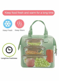 Y&D Lunch Bag Bento Bag, Thickened Thermal Insulation Refrigerated Tote Box Carrying for Students Ladies Men Picnic Work Outdoor (Light Green)  - Image 2