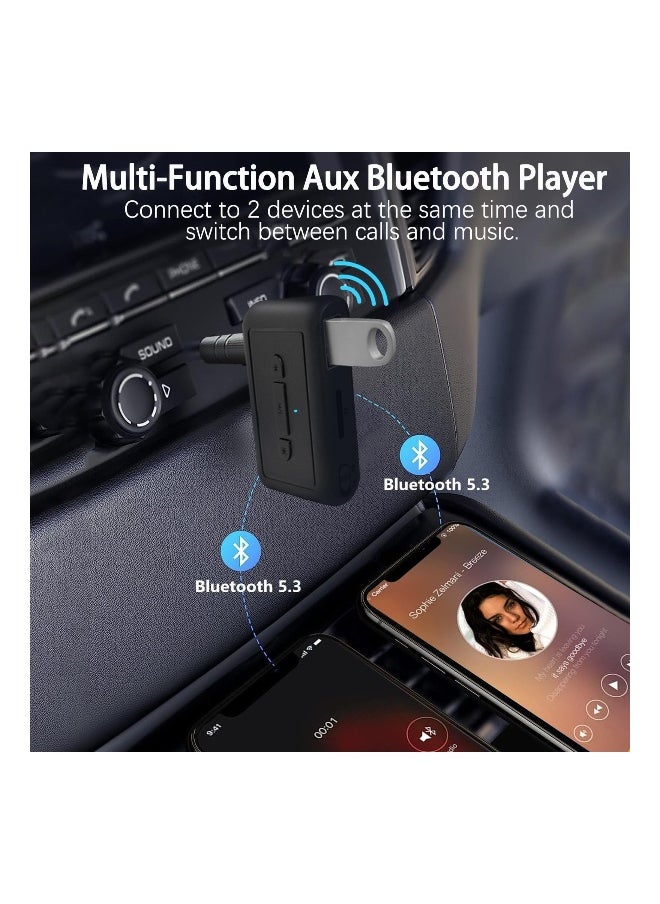 Generic Car Bluetooth AUX Adapter,Bluetooth 5.2 Receiver, 3.5mm Jack Hands-free Calls 2 in 1 Bluetooth Transmitter Receiver Supports U-Disk/TF Card Playback Adapter for Car Home Stereo/Speaker/Headphones  - Image 3