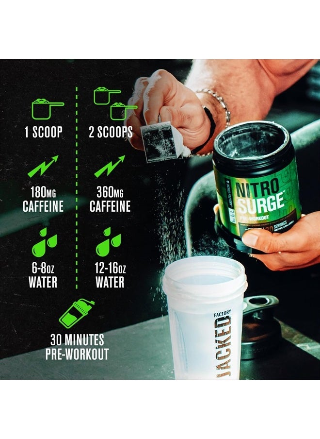 Jacked Factory - NITROSURGE Pre Workout Supplement - Endless Energy, Instant Strength Gains, Clear Focus, Intense Pumps - NO Booster & Powerful Energy Powder - 30 Servings, Strawberry Margarita - Image 1
