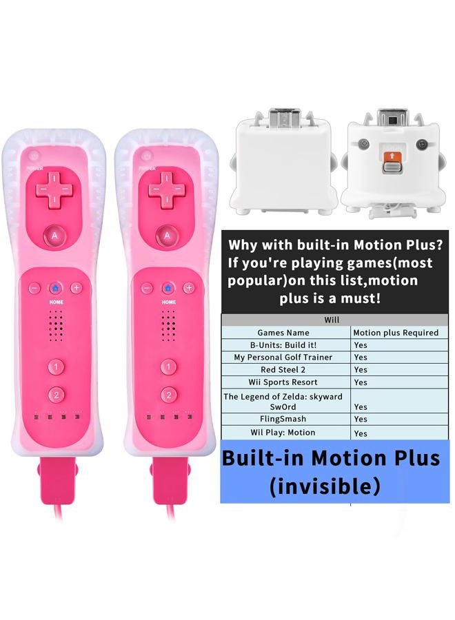 DTianSir 2Pack Motion Plus Wii Remote Controllers with Nunchucks,Wii Remote Controllers with Built in Motion Plus Compatible for Nintendo Wii U consoles.(Pink) - Image 5