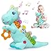 Holaxander Baby Dino Plush Soft Stuffed Animal Toy for 03612 MonthsInfant Musical Toy with RattleSqueakerSensory CrinkleTeether TexturesTummy Time Toys Christmas Baby Gift for Newborn Girl Boy Blue - Image 3