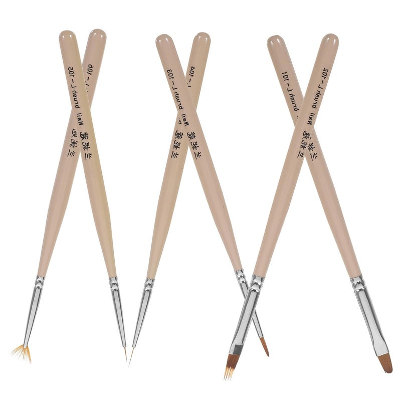 6Pcs Professional Nail Art Brush Set For DIY Gel Painting Detailing And Quick Cleaning - Image 1