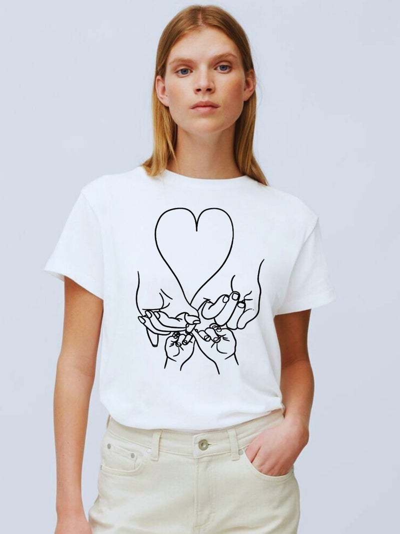 Lepiska Family T-Shirt - Mother Father Child Hands Printed T-Shirt - Family Combination T-Shirt - Hands and Heart Family T-Shirt - Child Adult All Sizes - Image 2
