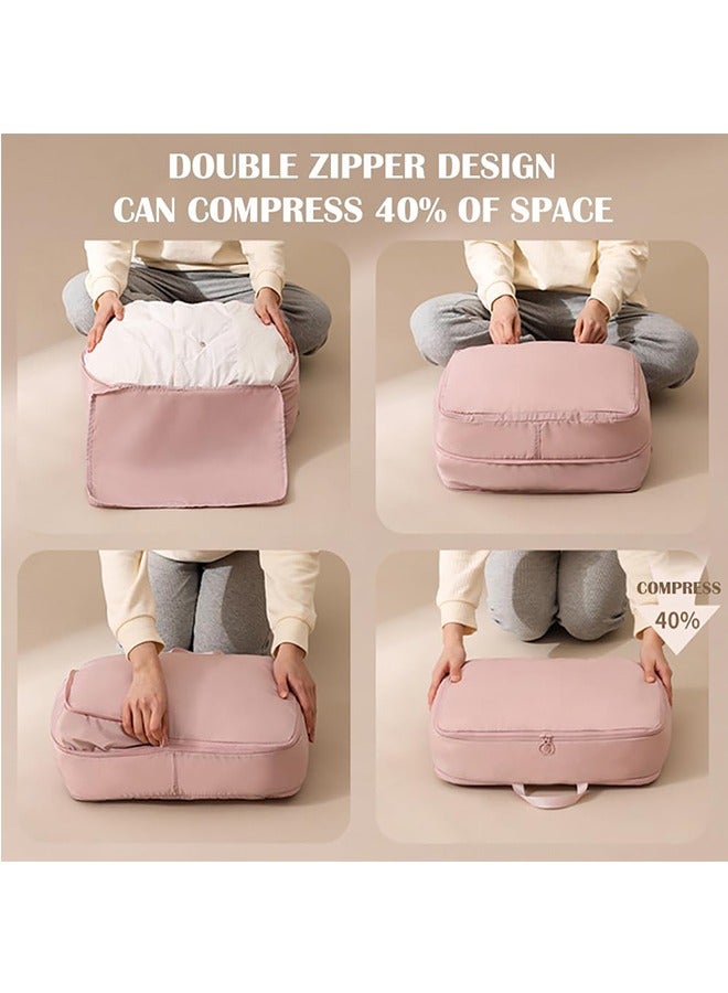 JCB CHIC Space Saver Compression Bags,2PCS Travel Clothes Storage Bags for Down Coat,Cotton-padded Jacket Zipper Bag,Reusable Clothes Storage Organizer (Beige)  - Image 3