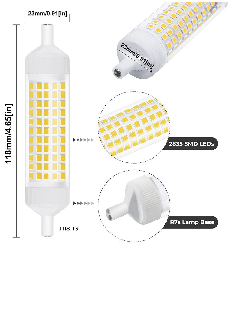 Lezonic R7S Dimmable Led 20W R7S Bulb 118mm Led Warm White 2700K AC220V r7s j118 Led 2000lm 200W Halogen Remplacement Double Ended Reflector Light Bulb For Studio Light, Advertising Lighting(2pcs)  - Image 3