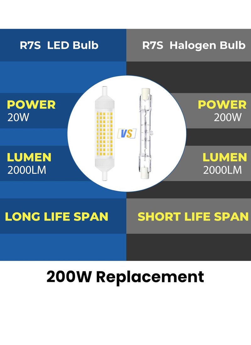 Lezonic R7S Dimmable Led 20W R7S Bulb 118mm Led Warm White 2700K AC220V r7s j118 Led 2000lm 200W Halogen Remplacement Double Ended Reflector Light Bulb For Studio Light, Advertising Lighting(2pcs)  - Image 4