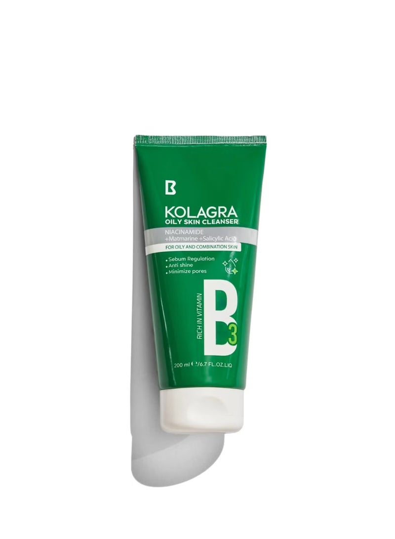 KOLAGRA Oily Skin Cleanser Enriched with Vitamin B3 - 200ml - Image 2