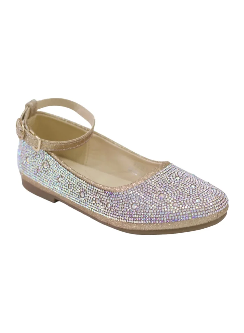 LAMARAPARIS ROSEY INFANT GIRLS GOLD DIAMANTE BALLERINA