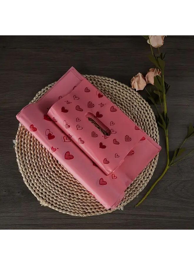 150 Pcs Pink Heart Shaped Thank You Gift Bags 11.81 Inch with Handles - Image 2