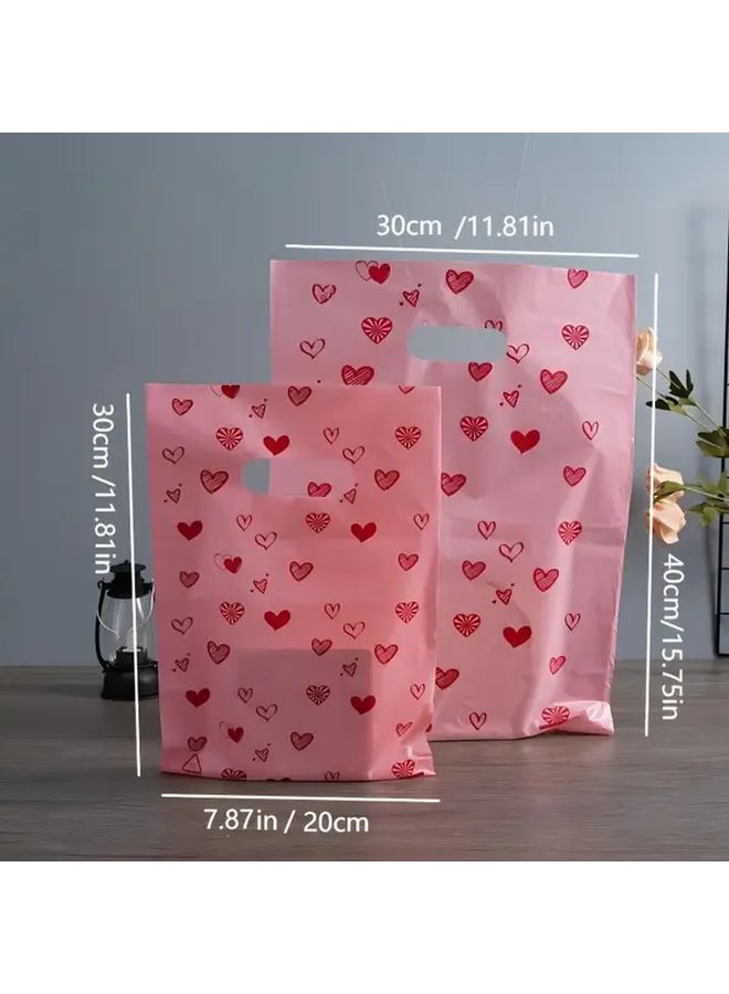 150 Pcs Pink Heart Shaped Thank You Gift Bags 11.81 Inch with Handles - Image 3