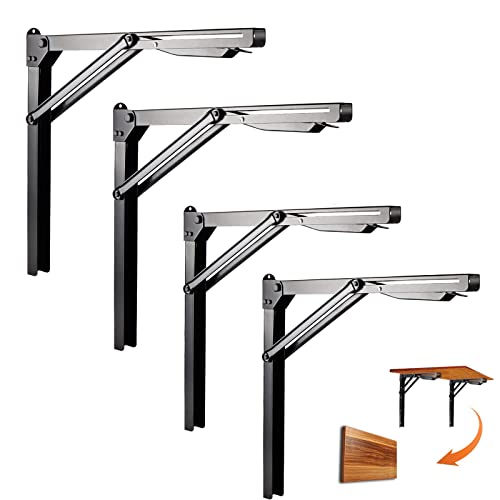 Ultrawall 24 inch Black Sturdy Folding Shelf Brackets, Heavy Duty Adjustable Steel Wall Mounted Collapsible Shelf Bracket, Max Load 550lb - Image 1