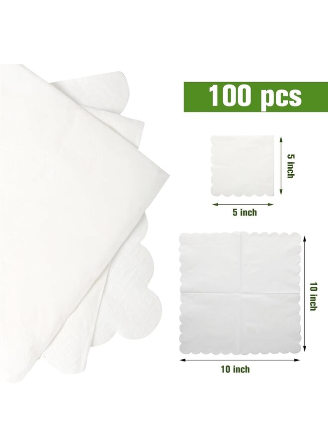 100 Pcs  Napkins Thick Paper Napkins Disposable Party Napkins Beverage Napkins for Wedding Dinner Birthday Supplies, 5 x 5 Inches (White) - Image 2