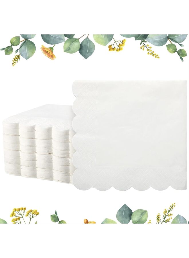 100 Pcs  Napkins Thick Paper Napkins Disposable Party Napkins Beverage Napkins for Wedding Dinner Birthday Supplies, 5 x 5 Inches (White) - Image 1