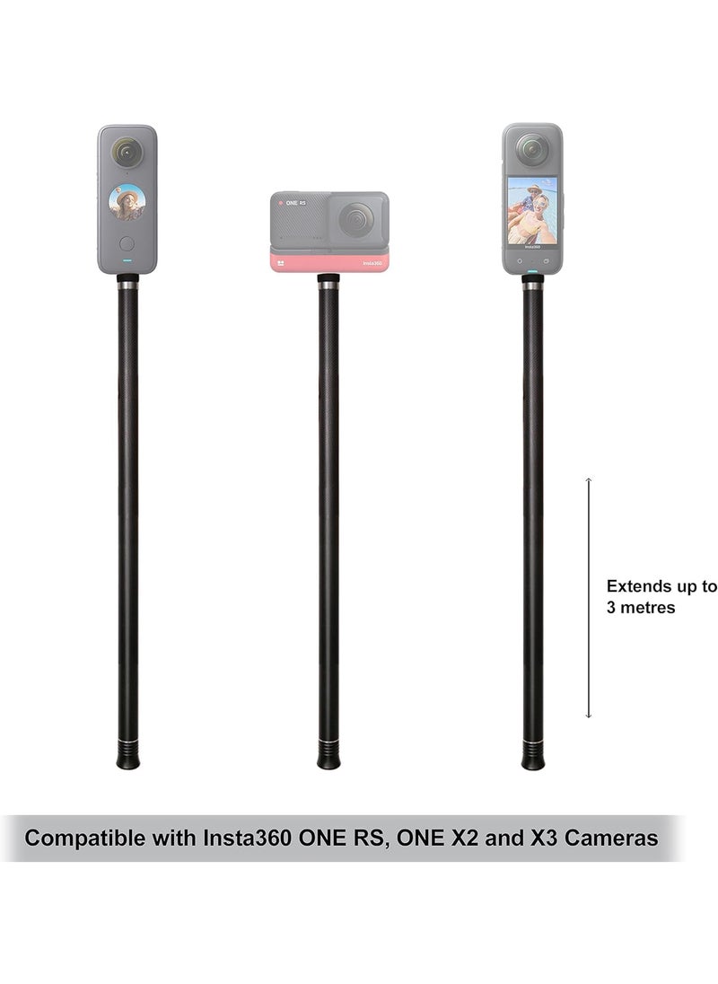 Insta360 Insta360 3m Extended Selfie Stick for Insta360 X4X3ACEACE PROACE PRO 2 ONE RSX2RX Action Cameras DJI OSMO Action 5432 and GoPro Hero 131211109MAX 14 to 118 Original  - Image 2