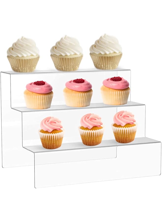 إيروريكس منظم الكب كيك من 3 طبقات، رف عرض شفاف من الأكريليك، حامل عرض للمطبخ، حامل للحلوى والكب كيك، حامل للمناسبات والحفلات، حامل عرض مستحضرات التجميل، منظم العطور، حامل الكيك - Image 3