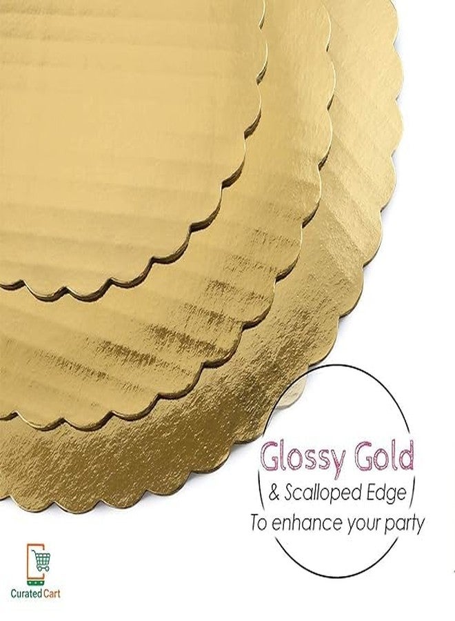 كوراتيد كارت حامل كيك دائري من CURATED CART™ - مصنوع من ورق مقوى MDF للاستخدام مرة واحدة، قاعدة تزيين كيك بيتزا دائرية مزخرفة بحواف ذهبية (10 بوصة (عبوة من 10 قطع)) - Image 5