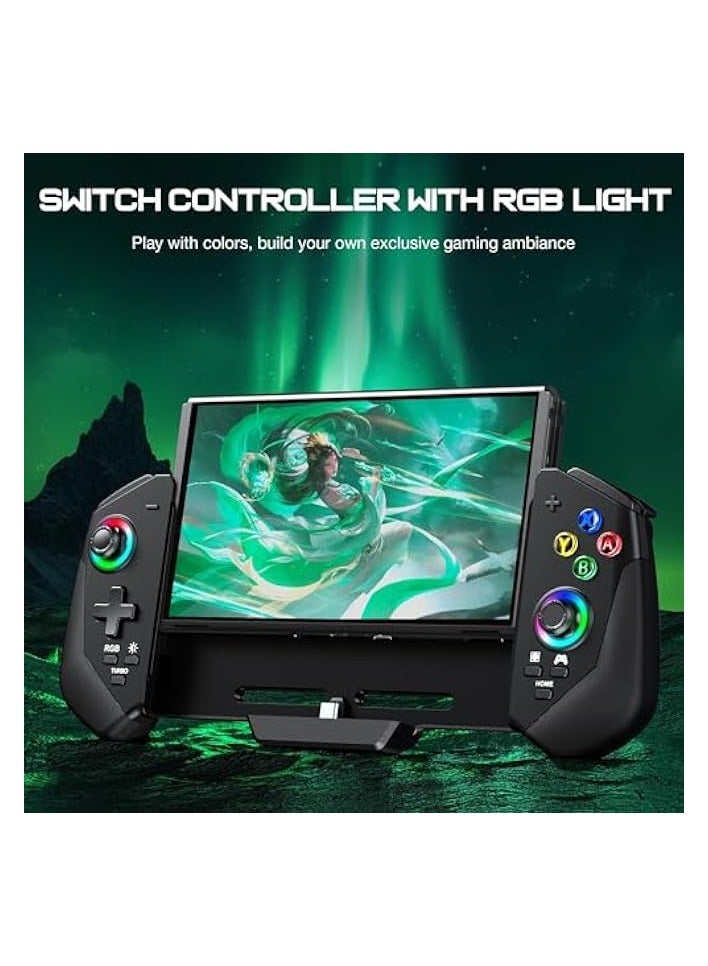 PROMASS Switch Controllers with Hall Joystick for Nintendo Switch/OLED, Pro Remote Controller with RGB Light, Turbo, Dual Motor, 4 Game Slots, Wired Joypad Replacement for Nintendo Switch Controller - Image 2