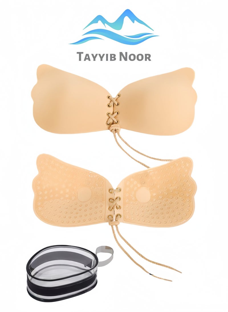 TAYYIB NOOR Women's Push Up Bra Adhesive Silicone Lift Up Bra Breast Shield Pads Strapless Bra - Image 1