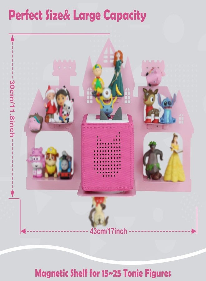 Demao for Toniebox Shelf, Magnetic Floating Shelf for Tonie Figures 30-40pcs, Compatible with Toniebox Player for Children's Room Decoration, Wall Mounted Shelf for Tonie Figures Storage(Pink) - Image 2