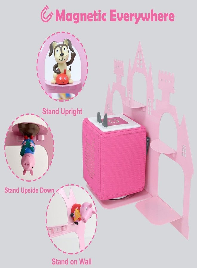 Demao for Toniebox Shelf, Magnetic Floating Shelf for Tonie Figures 30-40pcs, Compatible with Toniebox Player for Children's Room Decoration, Wall Mounted Shelf for Tonie Figures Storage(Pink) - Image 3