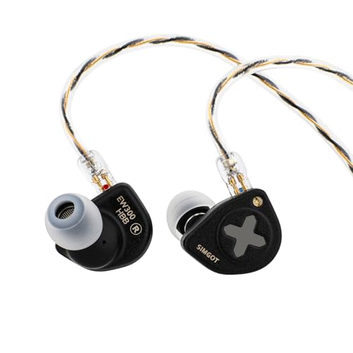 Linsoul SIMGOT EW300 1DD+1Planar+1PZT Hybrid Driver in Ear Monitor, Wired Earbuds IEM, Gaming Earbuds with Detachable Nozzles, Silver-Plated OFC IEM Cable for Audiophile Musician (EW300 HBB) - Image 1