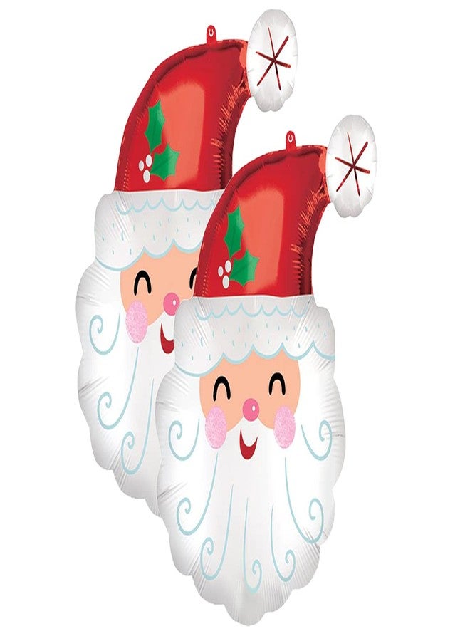 آرتيزان آول مجموعة من بالونين من رقائق الألومنيوم على شكل سانتا كلوز، مقاس 27 بوصة، لحفلات عيد الميلاد - Image 1