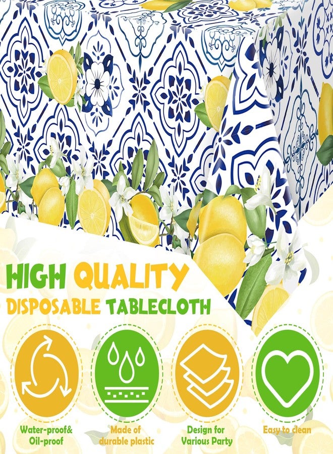 Potchen 194 Pcs Capri Lemon Birthday Party Supplies Disposable Tableware Set Capri Lemon Banner Paper Plates Napkins Cups Cutlery Tablecloth for Bridal Shower Party Decor, Serves 24 Guests - Image 3