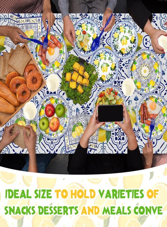Potchen 194 Pcs Capri Lemon Birthday Party Supplies Disposable Tableware Set Capri Lemon Banner Paper Plates Napkins Cups Cutlery Tablecloth for Bridal Shower Party Decor, Serves 24 Guests - Image 5