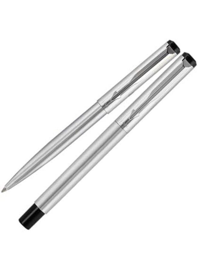 باركر مجموعة أقلام باركر فيكتور المصنوعة من الفولاذ المقاوم للصدأ مع مشبك من الفولاذ المقاوم للصدأ + قلم حبر جاف - Image 3