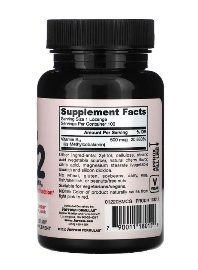 jarrow formulas Methyl B12 Cherry  500 mcg 100 Chewable Lozenges - Image 2
