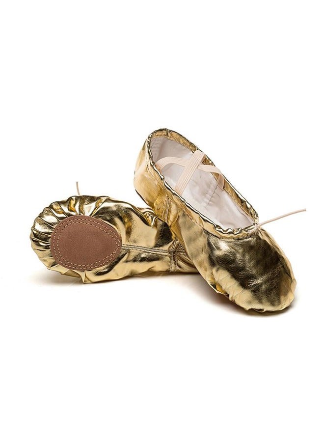 MSMAX Adult Lyrical Ballet Dance Shoes Women Yoga Flat Gold Costume Slippers for Men 9 M US Women, Gold, 9 Narrow - Image 2