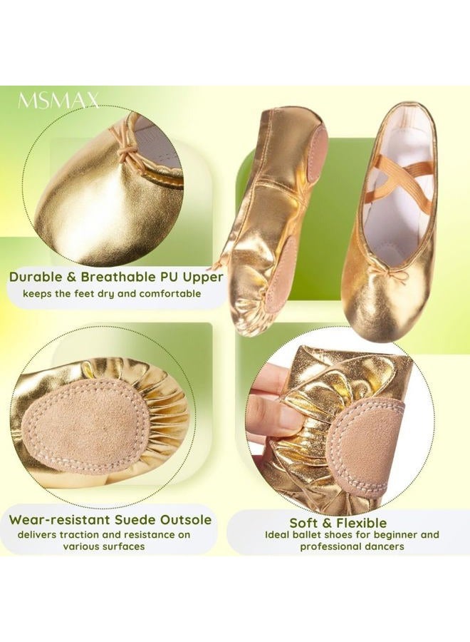 MSMAX Adult Lyrical Ballet Dance Shoes Women Yoga Flat Gold Costume Slippers for Men 9 M US Women, Gold, 9 Narrow - Image 4