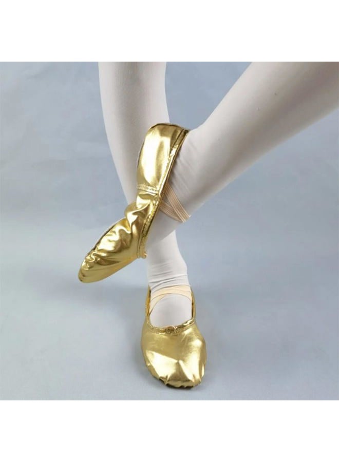 MSMAX Adult Lyrical Ballet Dance Shoes Women Yoga Flat Gold Costume Slippers for Men 9 M US Women, Gold, 9 Narrow - Image 3