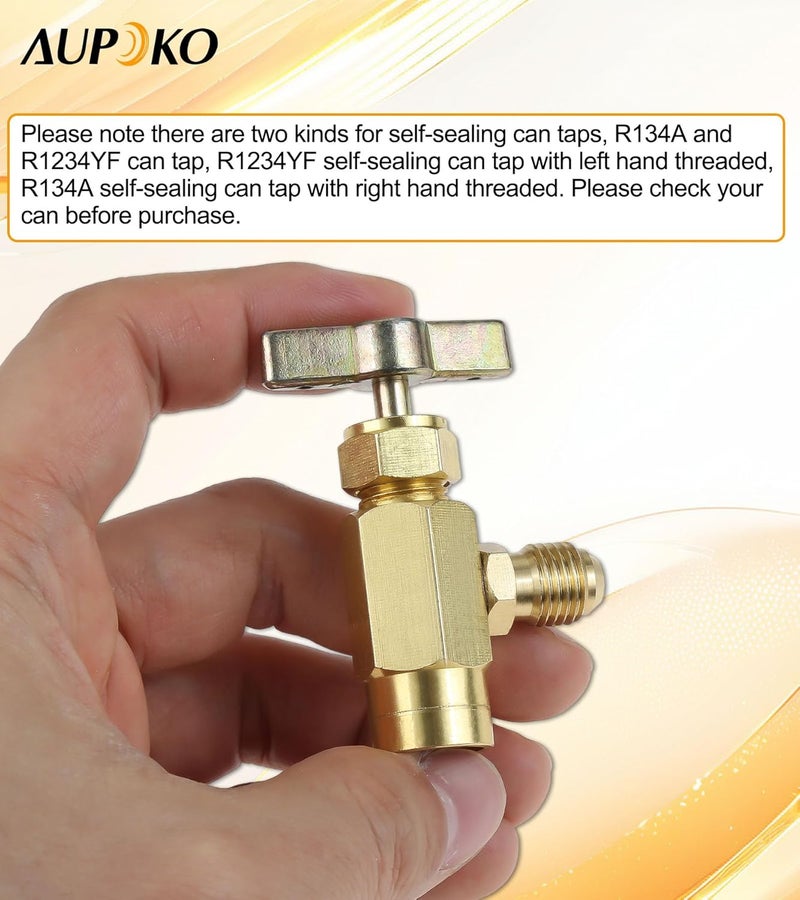 Aupoko R1234YF Self-Sealing Can Tap with Left Hand Threaded, 1/2’’ to 1/4’’ SAE Dispenser Valve AC Refrigerant Bottle Opener, Fits for R1234YF Automotive Air Conditioning Charging - Image 4