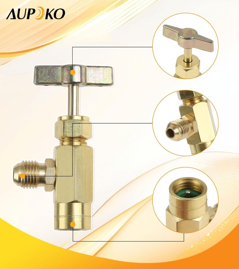Aupoko R1234YF Self-Sealing Can Tap with Left Hand Threaded, 1/2’’ to 1/4’’ SAE Dispenser Valve AC Refrigerant Bottle Opener, Fits for R1234YF Automotive Air Conditioning Charging - Image 5