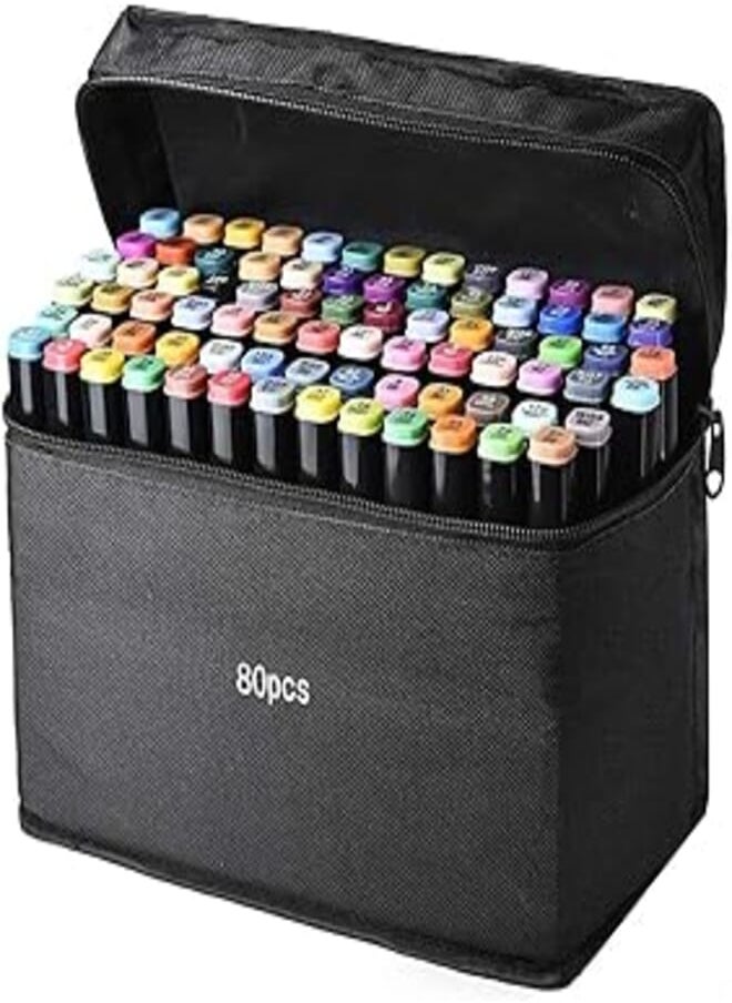Arabest Marker Pen - Black Twin Marker Pen 80 Color Oily Art Sketch Drawing Pen Graffiti Comics Graphic Art Double-headed Marker Pen Set 