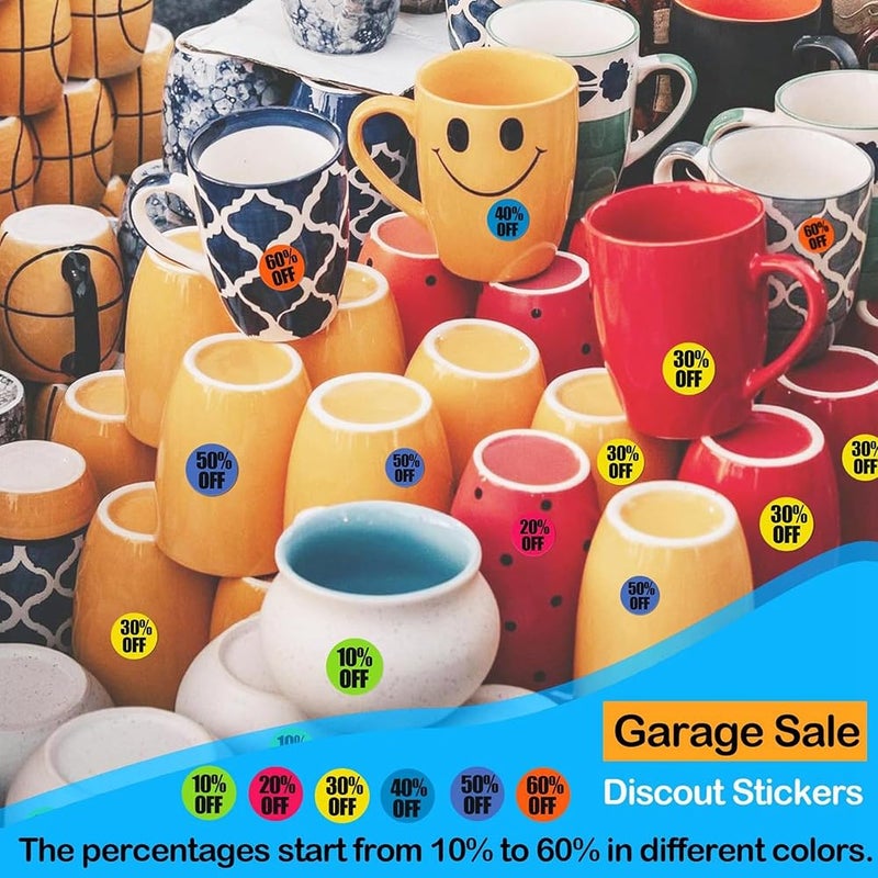 6 Rolls 1 Inch Adhesive Stickers 3000 Pcs Discount Percentage Labels 10 to 60 Off Sale - Image 3