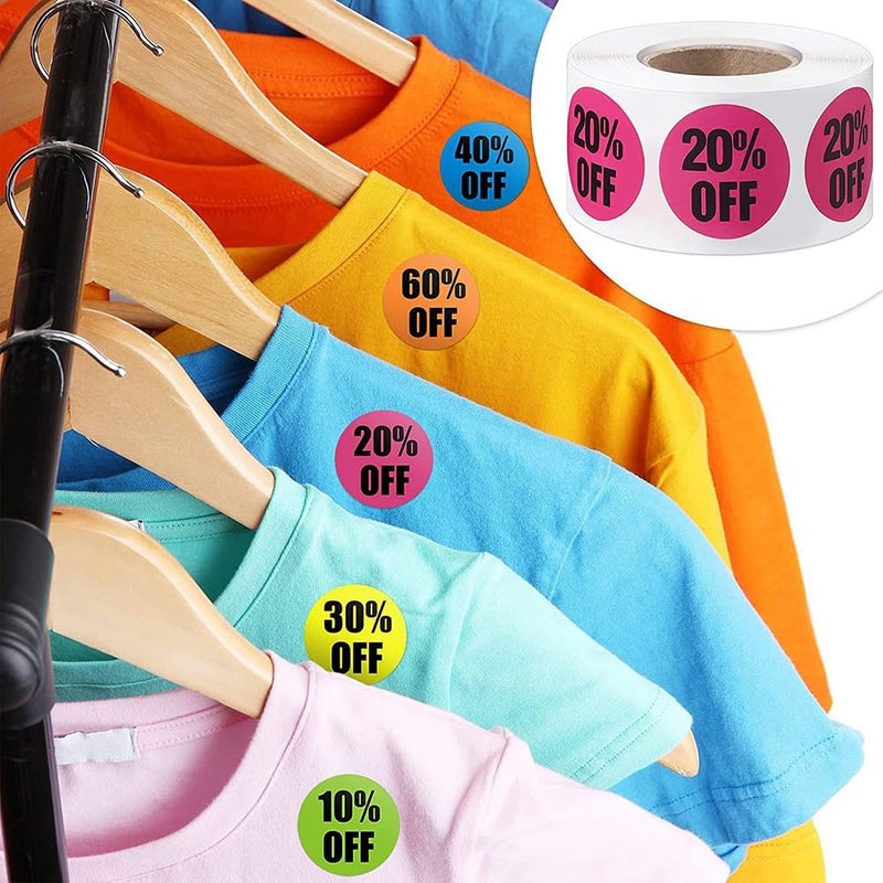 6 Rolls 1 Inch Adhesive Stickers 3000 Pcs Discount Percentage Labels 10 to 60 Off Sale - Image 4
