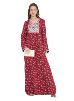 HANA & SARA LONG VISCOSE PRINTED WITH UNIQUE THREAD EMBROIDERY ARABIC KAFTAN JALABIYA DRESSES  - Image 4