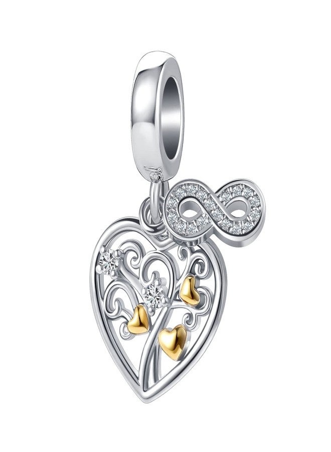 OutstandLong Family Tree of Life Charm for Pandora Bracelets Gold Plated Heart Infinity Dangle Bead - Image 1