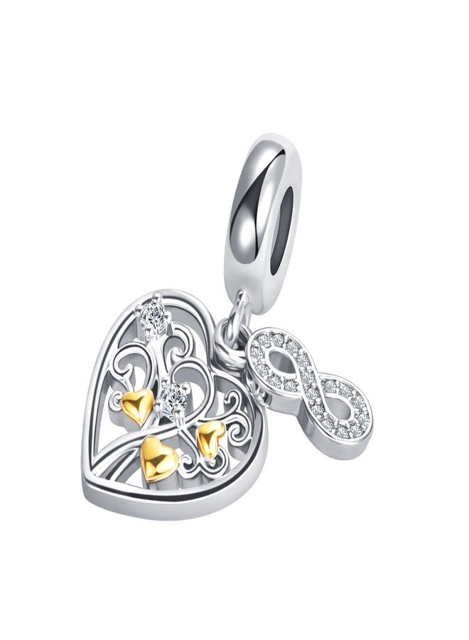 OutstandLong Family Tree of Life Charm for Pandora Bracelets Gold Plated Heart Infinity Dangle Bead - Image 2