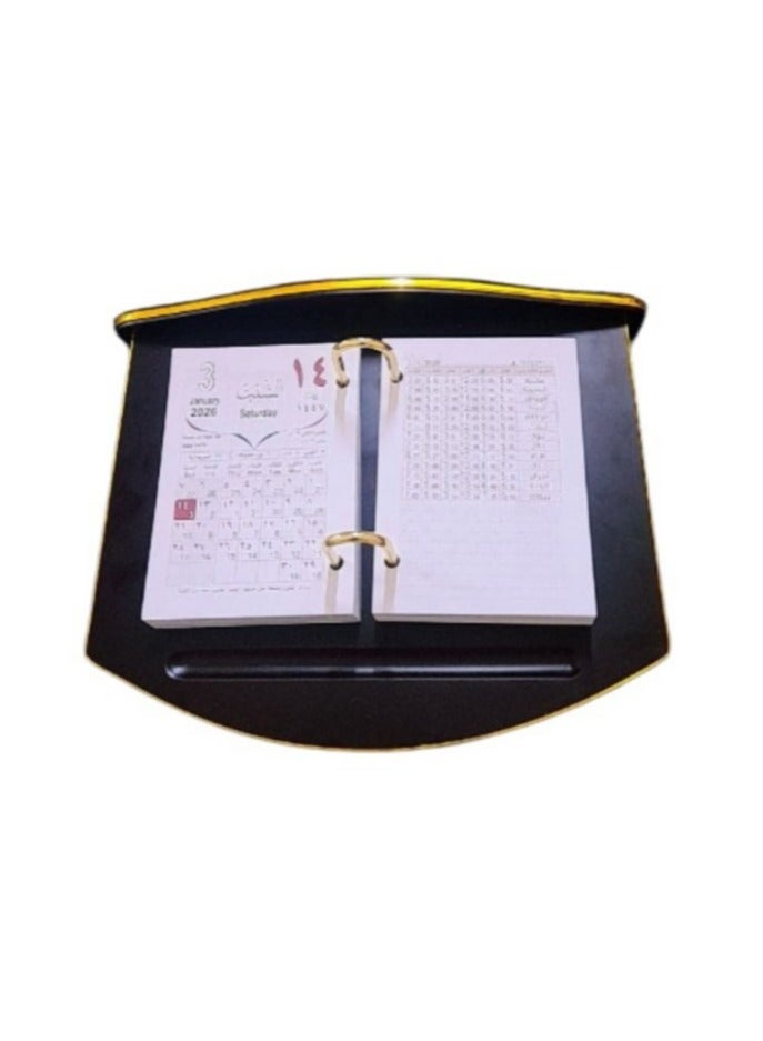 التقويم الهجري لعام 1447 بقاعدة خشبية مثبت عليها الورق - Image 2