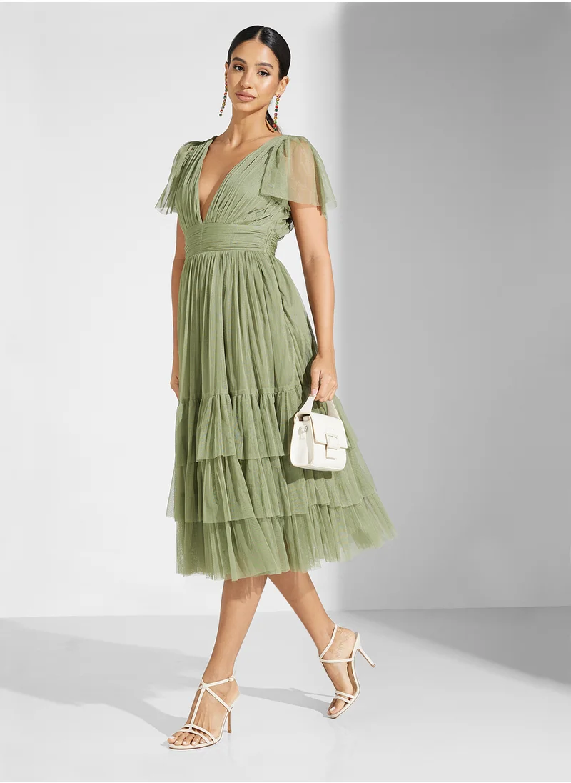 ليس اند بيدز V-Neck Tiered Dress