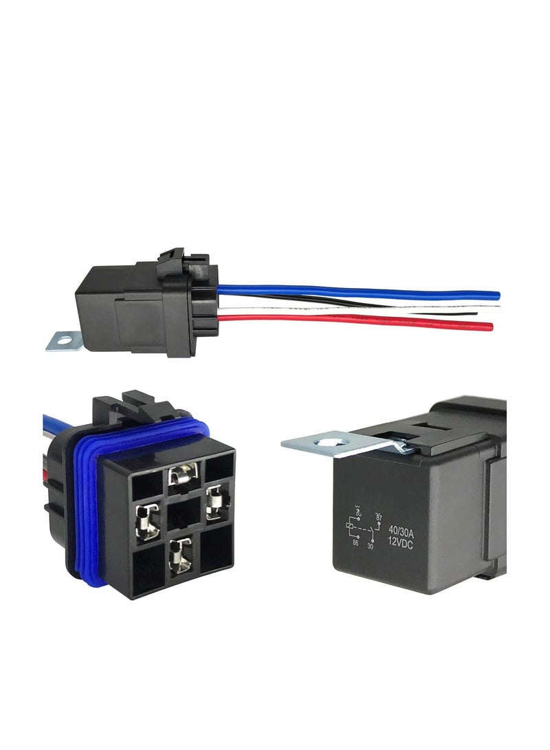 Generic 2PCS 4-PIN Relay with Harness, 4-PIN 40/30amp 12v Dc Waterproof Relay, SPST 12v Waterproof Automotive Relay Heavy-duty Relay 4-PIN Relay with Harness for Automotive Truck Van Motorcycle Boat - Image 2
