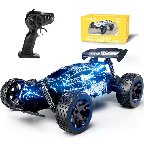 Tecnock RC Cars for Kids, 1:18 Scale 2WD RC Car with LED Lights, 2.4GHz Remote Control Car with USB-C Easy Charging & 50 Mins Playtime, Toys Gifts for Boys & Girls Ages 8-12 - Image 1