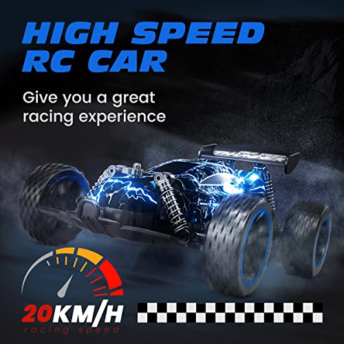 Tecnock RC Cars for Kids, 1:18 Scale 2WD RC Car with LED Lights, 2.4GHz Remote Control Car with USB-C Easy Charging & 50 Mins Playtime, Toys Gifts for Boys & Girls Ages 8-12 - Image 4